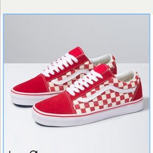 Red checkered old school vans❤️